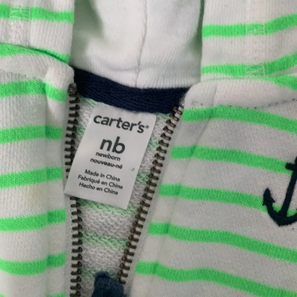 Jordan carters newborn zip jacket onsie and hat lot NB